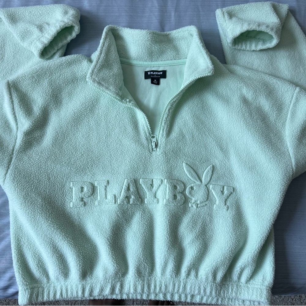 PLAYBOY Light Green Fleece Top